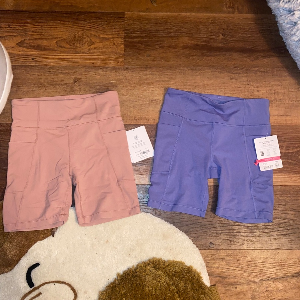 Athleta Stash Your Treasures Bike Shorts set of 2 Pink & Purple NWT XL/14